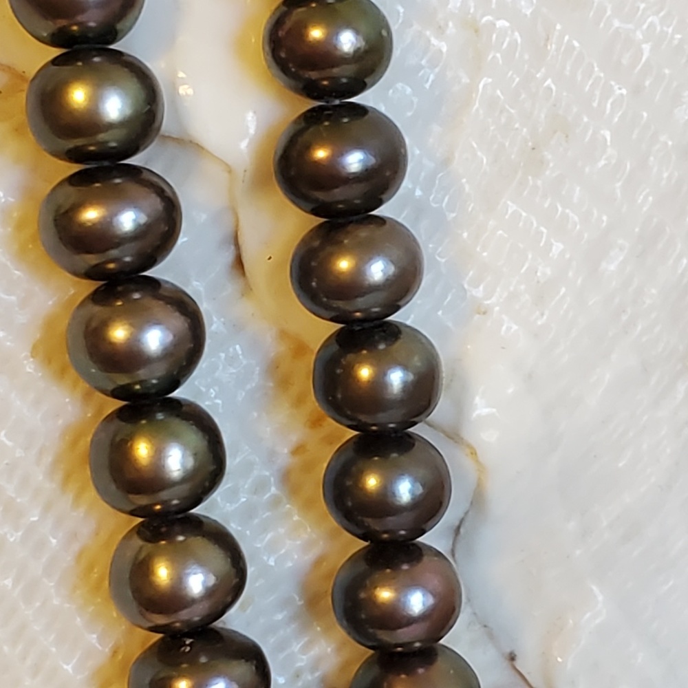 Silver Freshwater Double Strand Peal Necklace - Picture 6 of 7